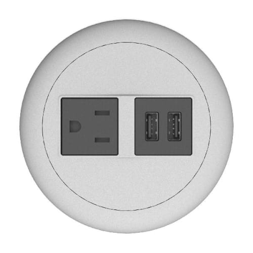 Raffel Dome Power Station, 1 AC Outlet and 2 USB-A Charging Ports, Silver